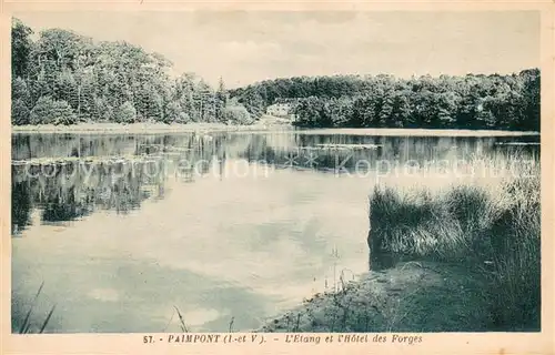 AK / Ansichtskarte Paimpont Etang et l Hotel des Forges Paimpont