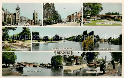 AK / Ansichtskarte Reading Town Hall Broad Street Reading Bridge ForburyGardens Thames Side Promenade Sonning Bridge Caversham Bridge Caversham Lock 