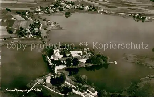 Seeon_Klostersee Fliegeraufnahme mit Schloss Seeon_Klostersee