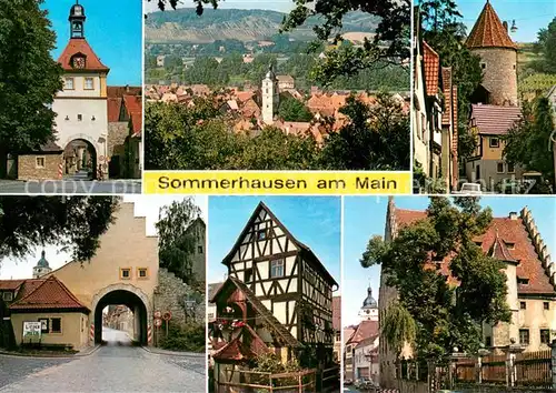 Sommerhausen_Main Ortsansichten Kirche Turm Stadttor Altstadt Fachwerkhaus Sommerhausen Main