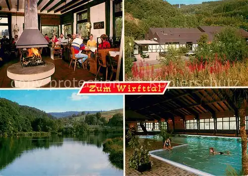 Stadtkyll Ferienpark Zum Wirfttal Restaurant Kamin Hallenbad Partie an der Kyll Stadtkyll