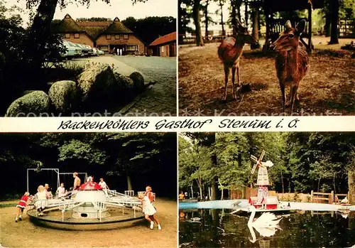 Stenum Backenkoehlers Gasthof Rotwild Kinderspielplatz Schwanenteich Stenum