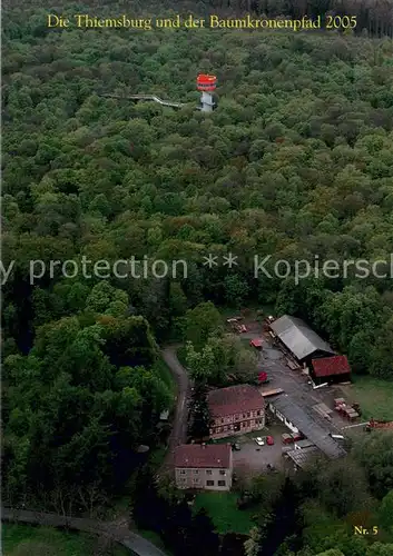 AK / Ansichtskarte Hainich Hoerselberg Die Thiemsburg und der Baumkronenpfad 2005 Fliegeraufnahme  Hainich Hoerselberg