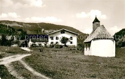 AK / Ansichtskarte Unterjoch Grenzcafe und Pension Schmid Kapelle Unterjoch