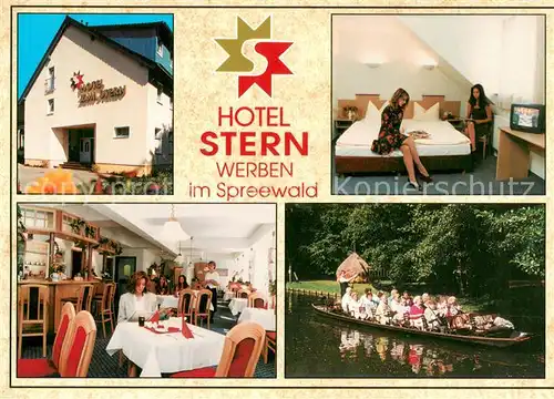 AK / Ansichtskarte Werben_Niederlausitz Hotel Stern im Spreewald Kahnfahrt Wasserstrasse Werben_Niederlausitz