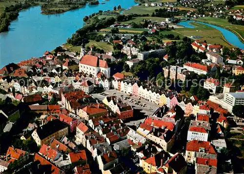 AK / Ansichtskarte Schaerding Blick auf Silberzeile Innfluss und Pram Fliegeraufnahme Schaerding