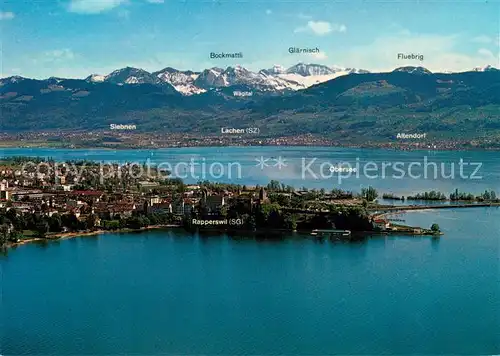 AK / Ansichtskarte Rapperswil_SG Zuerichsee Blick in die Glarner Alpen Fliegeraufnahme Rapperswil SG