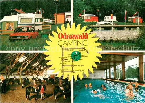 AK / Ansichtskarte Krumbach_Odenwald Camping Odenwald Reithalle Hallenbad Krumbach Odenwald