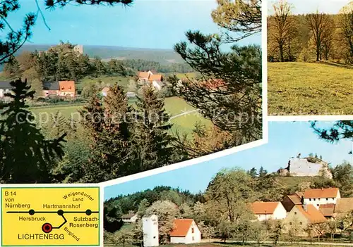 AK / Ansichtskarte Lichtenegg_Birgland Landgasthof Zum Alten Schloss Wirt Ortsansicht Lichtenegg_Birgland