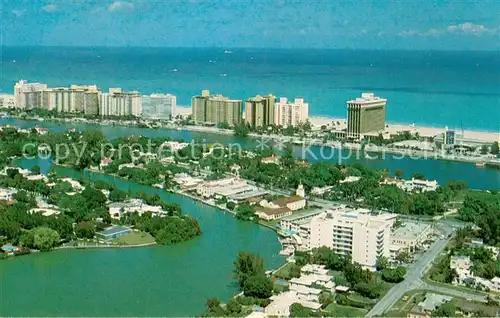 AK / Ansichtskarte Miami_Beach Aerial view with ocean front hotels along the blue Atlantic 