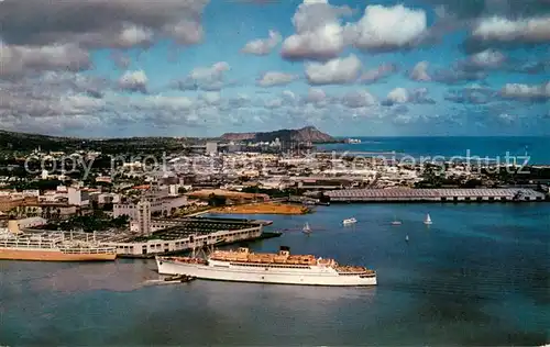 AK / Ansichtskarte Honolulu Harbor to majestic Diamond Head Air view 