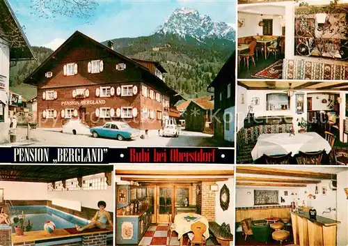 AK / Ansichtskarte Rubi_Oberstdorf Pension Bergland Gastraeume Bar Hallenbad Rubi_Oberstdorf