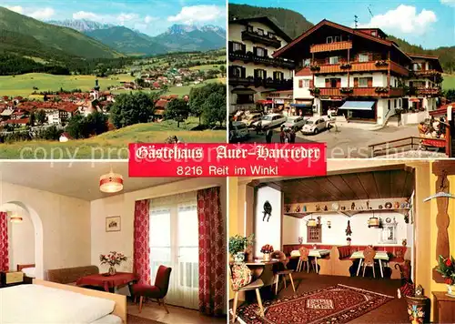 AK / Ansichtskarte Reit_Winkl Gaestehaus Auer Hanrieder Gastraum Zimmer Panorama Reit_Winkl