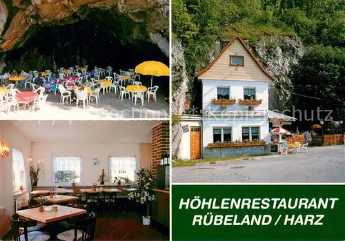 AK / Ansichtskarte Ruebeland_Harz Hoehlenrestaurant Gaststube Terrasse Ruebeland_Harz