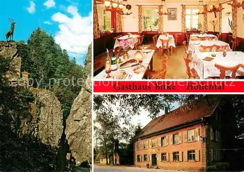 AK / Ansichtskarte Burg_Kirchzarten Gasthaus Pension zur Birke Restaurant Hirschsprung Felsen 