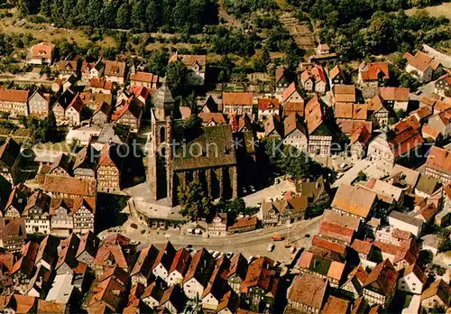 AK / Ansichtskarte Homberg_Efze Stadtzentrum Kirche Luftkurort Fliegeraufnahme Homberg Efze