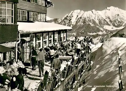 AK / Ansichtskarte Oberstdorf Alpenhotel Schoenblick Sonnenterrasse Bergstation Soellereckbahn Allgaeuer Alpen Oberstdorf