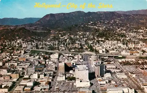 AK / Ansichtskarte Hollywood_California Aerial view of Hollywood with freeway Hollywood California