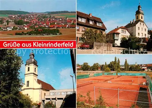 AK / Ansichtskarte Kleinrinderfeld Panorama Kirche Brunnen Tennisplaetze Kleinrinderfeld