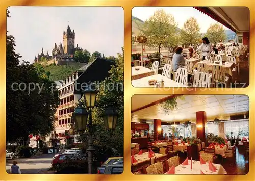 AK / Ansichtskarte Cochem_Mosel Hotel Restaurant Mueller Terrasse Reichsburg Cochem Mosel