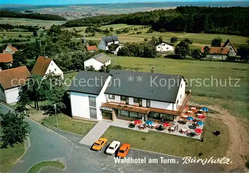 AK / Ansichtskarte Burgholz_Kirchhain Waldhotel am Turm Fliegeraufnahme  Burgholz Kirchhain