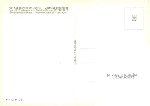 AK / Ansichtskarte Kuppenheim Gasthaus zum Kreuz im Murgtal Kuppenheim