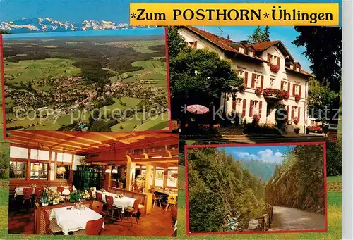 AK / Ansichtskarte uehlingen Birkendorf Gasthof Pension Zum Posthorn Restaurant Schwarzwald Alpenblick Fliegeraufnahme uehlingen Birkendorf