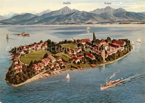 AK / Ansichtskarte Fraueninsel_Chiemsee Fliegeraufnahme Fraueninsel Chiemsee