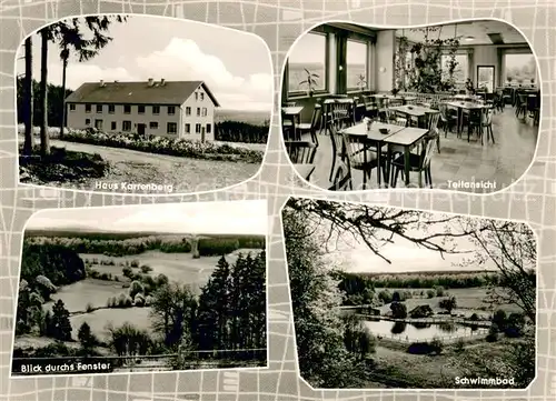 AK / Ansichtskarte Kirchberg_Hunsrueck Cafe Restaurant Haus Karrenberg Freibad Kirchberg Hunsrueck