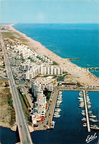 AK / Ansichtskarte Port_Barcares Vue aerienne le port du Grau Saint Ange et le front de mer Port Barcares