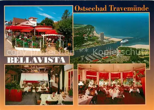 AK / Ansichtskarte Travemuende_Ostseebad Ristorante Pizzeria Bellavista Gastraeume Fliegeraufnahme Travemuende_Ostseebad