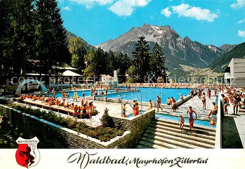 AK / Ansichtskarte Mayrhofen_Zillertal Waldfreibad mit Gruenberg Mayrhofen_Zillertal