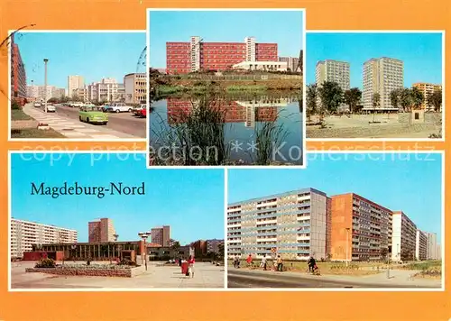 AK / Ansichtskarte Magdeburg Nordstadt Salvador Allende Strasse Feierabendheim Paul Markowski Platz Wohnsiedlung Neubauten Magdeburg