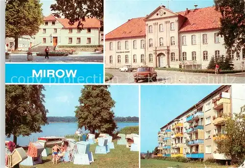 AK / Ansichtskarte Mirow Markt Etkar Andre Oberschule Mirower See Neubauten Wohnsiedlung Mirow