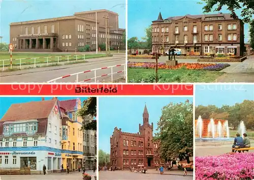 AK / Ansichtskarte Bitterfeld Kulturpalast Wilhelm Pieck HO Hotel Central Walther Rathenau Strasse Rathaus Naherholungsgebiet Gruene Lunge Bitterfeld