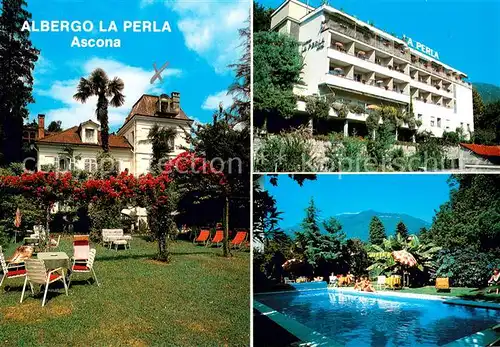 AK / Ansichtskarte Ascona_Lago_Maggiore Albergo La Perla Liegewiese Pool Ascona_Lago_Maggiore