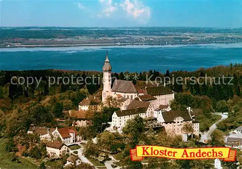 AK / Ansichtskarte Andechs Kloster Wallfahrtsort am Ammersee Fliegeraufnahme Andechs