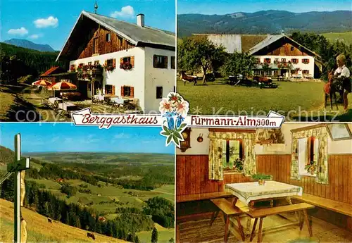 AK / Ansichtskarte Anger_Bad_Reichenhall Berggasthaus Fuermann Alm Gaststube Panorama 