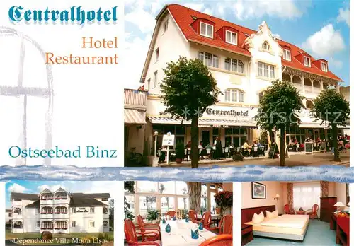 AK / Ansichtskarte Binz_Ruegen Centralhotel Restaurant Gaststube Zimmer Dependance Villa Mona Lisa Binz_Ruegen