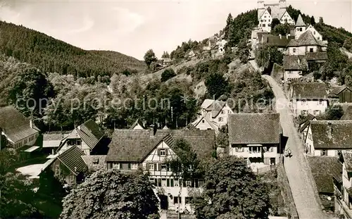 AK / Ansichtskarte Berneck_Altensteig Ortsansicht mit Gasthaus Pension zum Roessle Berneck_Altensteig