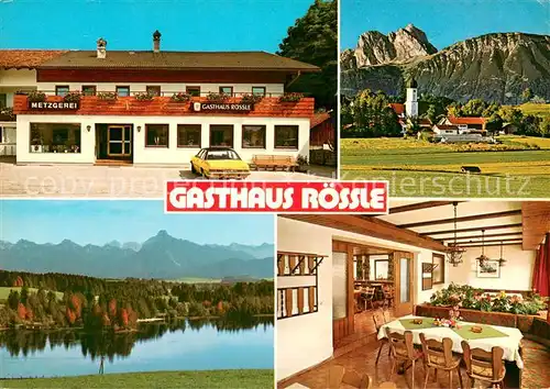 AK / Ansichtskarte Seeg Gasthaus Metzgerei Roessle Gaststube Seepanorama Seeg