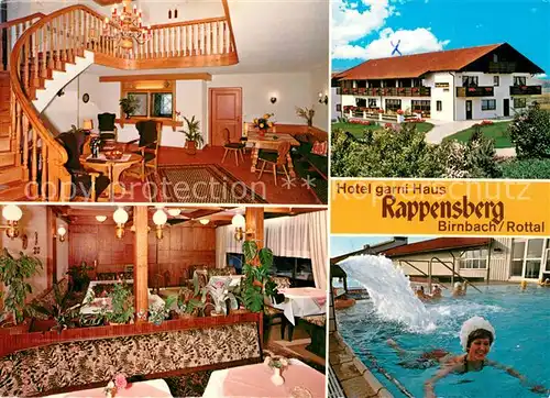 AK / Ansichtskarte Birnbach_Rottal Hotel garni Rappensberg Gastraeume Freibad Birnbach Rottal