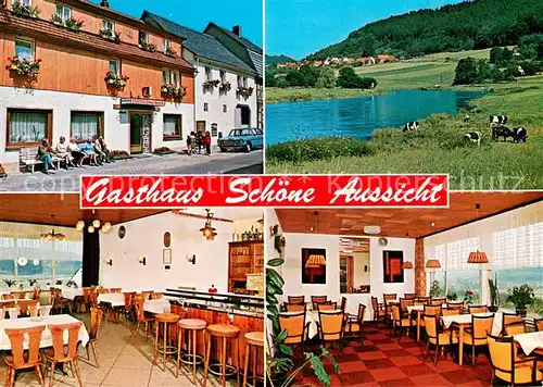 AK / Ansichtskarte Gewissenruh Gasthaus Schoene Aussicht Gastraeume Panorama Gewissenruh