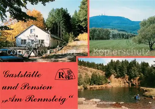 AK / Ansichtskarte Floh Seligenthal Gaststaette Pension Am Rennsteig Inselsberg Bergsee Ebertswiese Floh Seligenthal