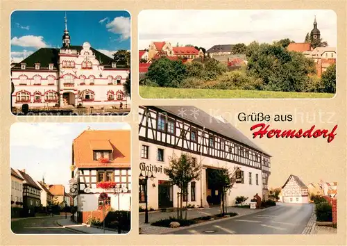 AK / Ansichtskarte Hermsdorf_Thueringen Schloss Gasthof Ortsansicht mit Kirche Hermsdorf Thueringen