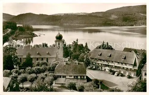 AK / Ansichtskarte Schluchsee Hotel Schiff Panorama Blick ueber den Schluchsee Schwarzwald Schluchsee