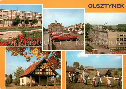 AK / Ansichtskarte Olsztynek_Hohenstein Markt Wohnsiedlung Schule Volkstanz Park Olsztynek_Hohenstein