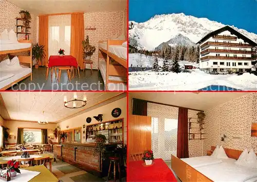 AK / Ansichtskarte Ramsau_Dachstein_Steiermark Jugendgaestehaus Karlwirt Gastraum Fremdenzimmer Winterimpressionen Dachsteingebirge Ramsau_Dachstein