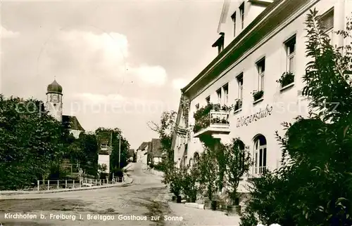 AK / Ansichtskarte Kirchhofen_Breisgau Gasthaus Pension Sonne Winzerstube Kirchturm Kirchhofen Breisgau