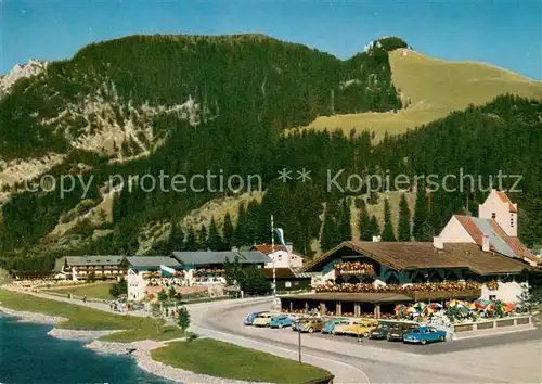 AK / Ansichtskarte Spitzingsee Postgasthof und See Cafe St. Bernhard am Spitzingsee Spitzingsee